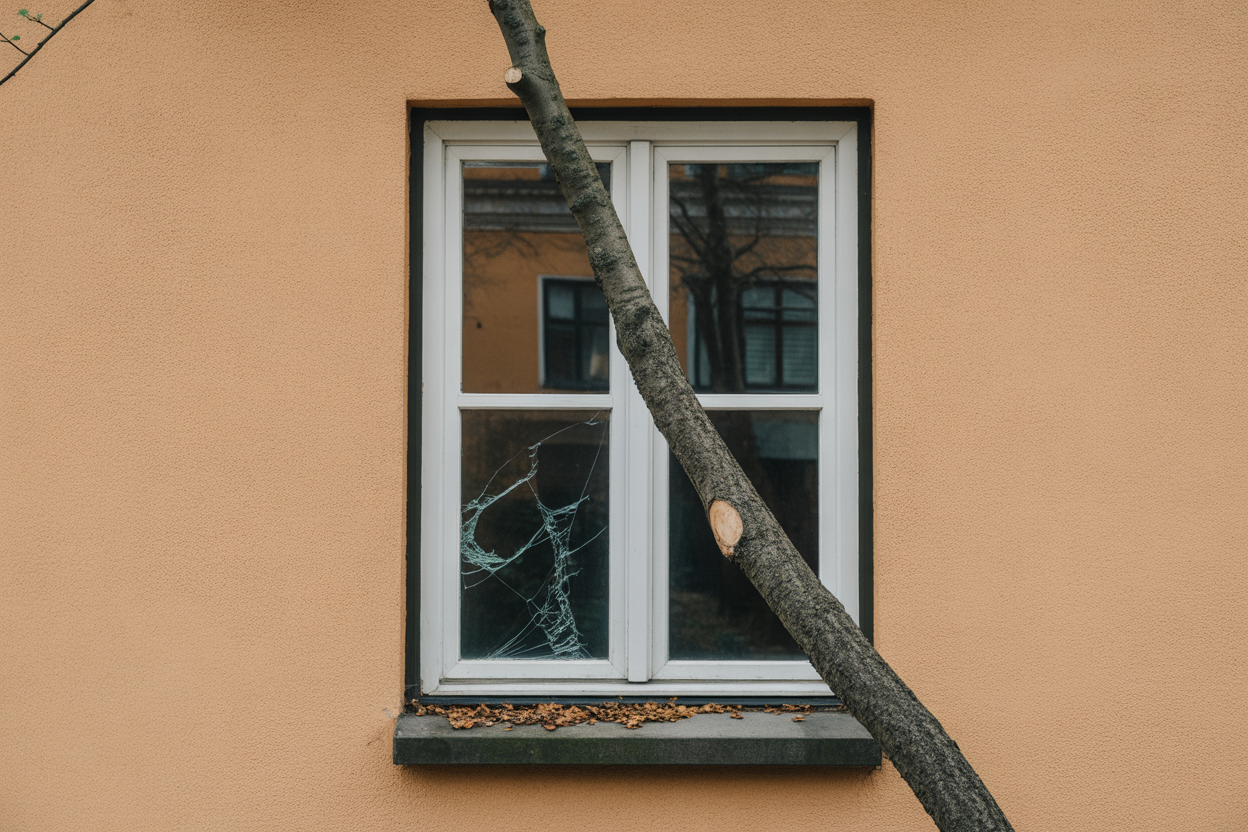 När träd eller grenar skadar fönster – vad täcker försäkringen?